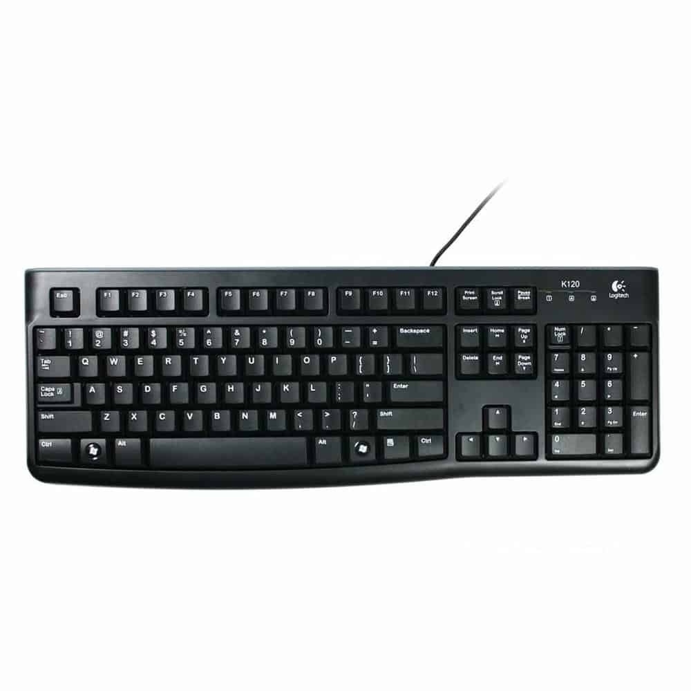 Logitech K120 Slim for Business Spill Resistant Black Full Size Keyboard USB